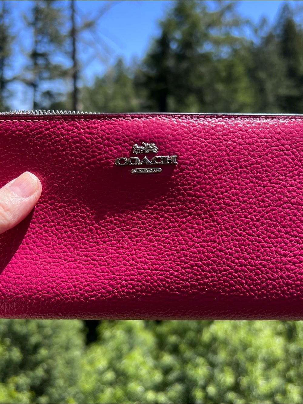 COACH Bifold Snap Wallet Womens Pink Pebble Leather Cardholder w Silver Hardware - Picture 3 of 14